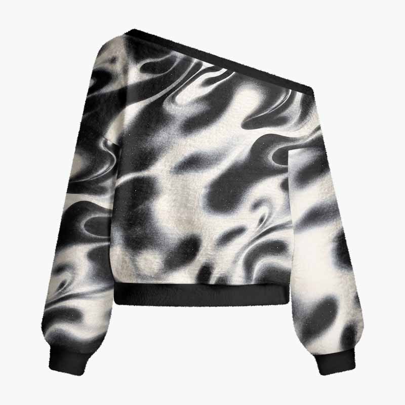 Soulisfree Motion Within Stillness Fuzzy Off-Shoulder Sweater
