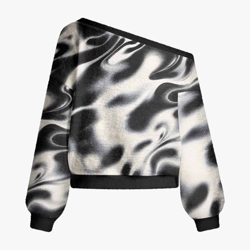 Soulisfree Motion Within Stillness Fuzzy Off-Shoulder Sweater