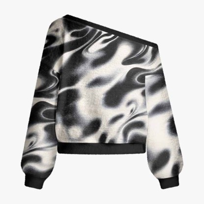 Soulisfree Motion Within Stillness Fuzzy Off-Shoulder Sweater