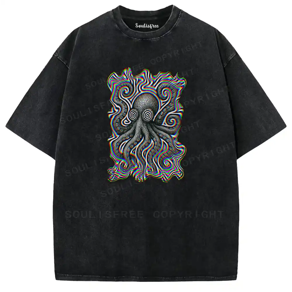 Psychedelic Octopus Vortex Washed T-shirt
