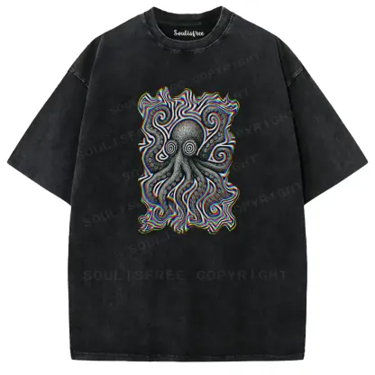 Psychedelic Octopus Vortex Washed T-shirt
