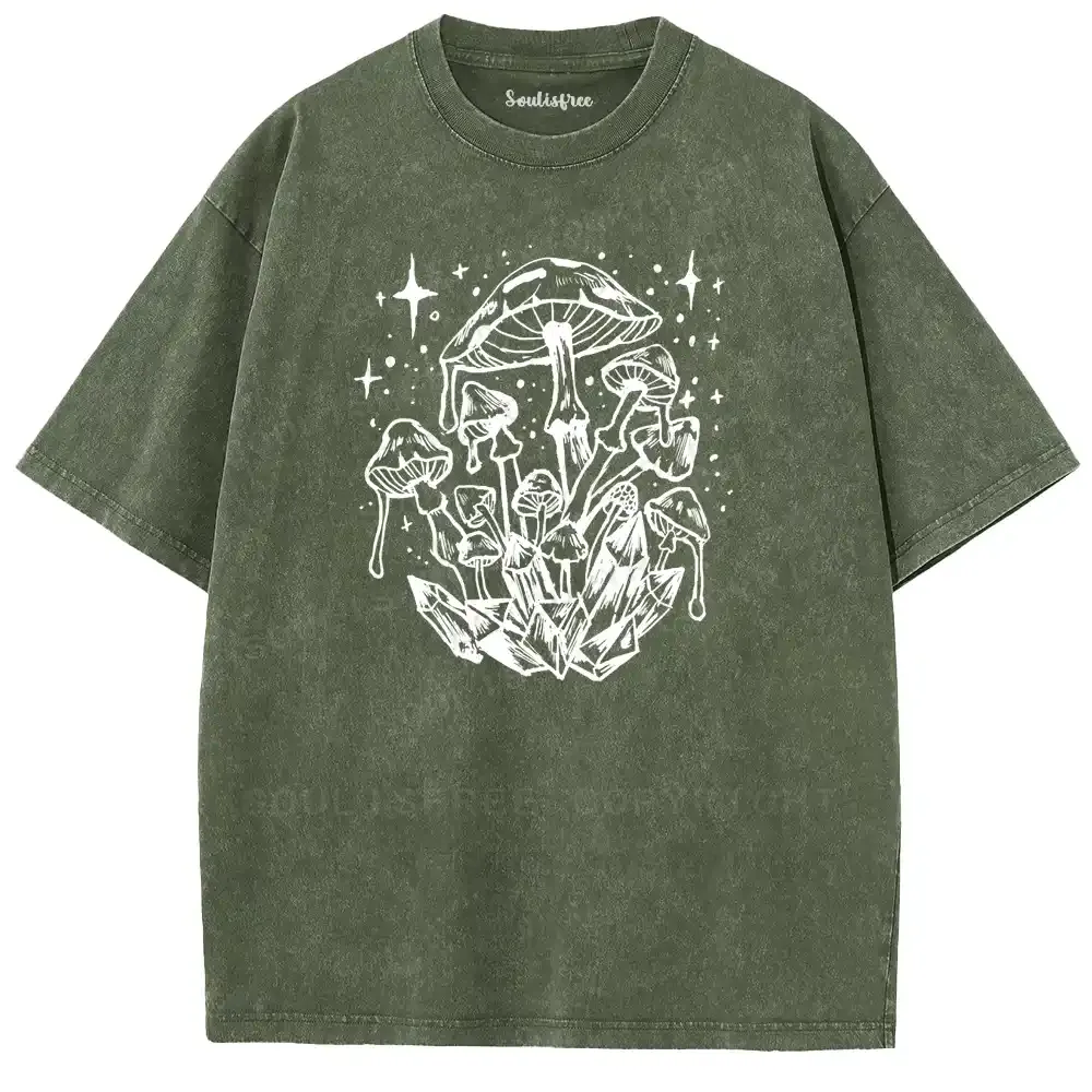 Mycological Crystal Realm Washed T-shirt
