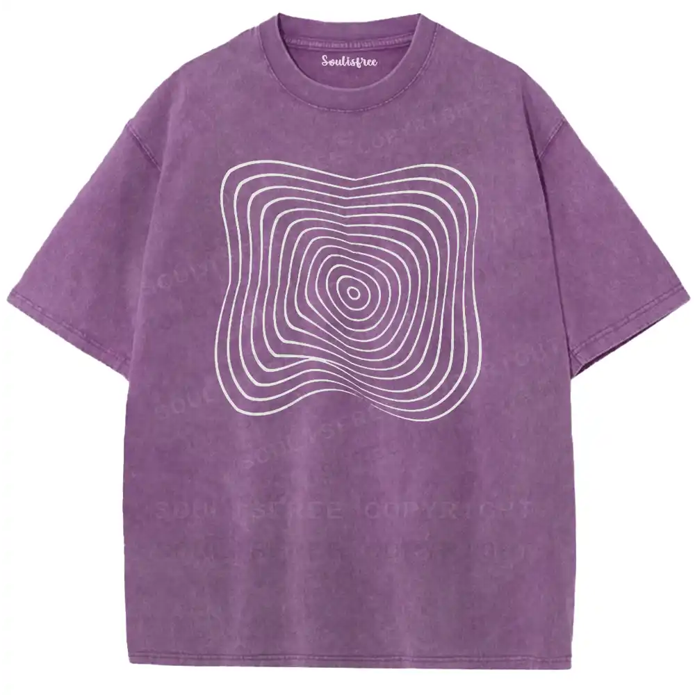 Curved Layered Labyrinth Washed T-shirt