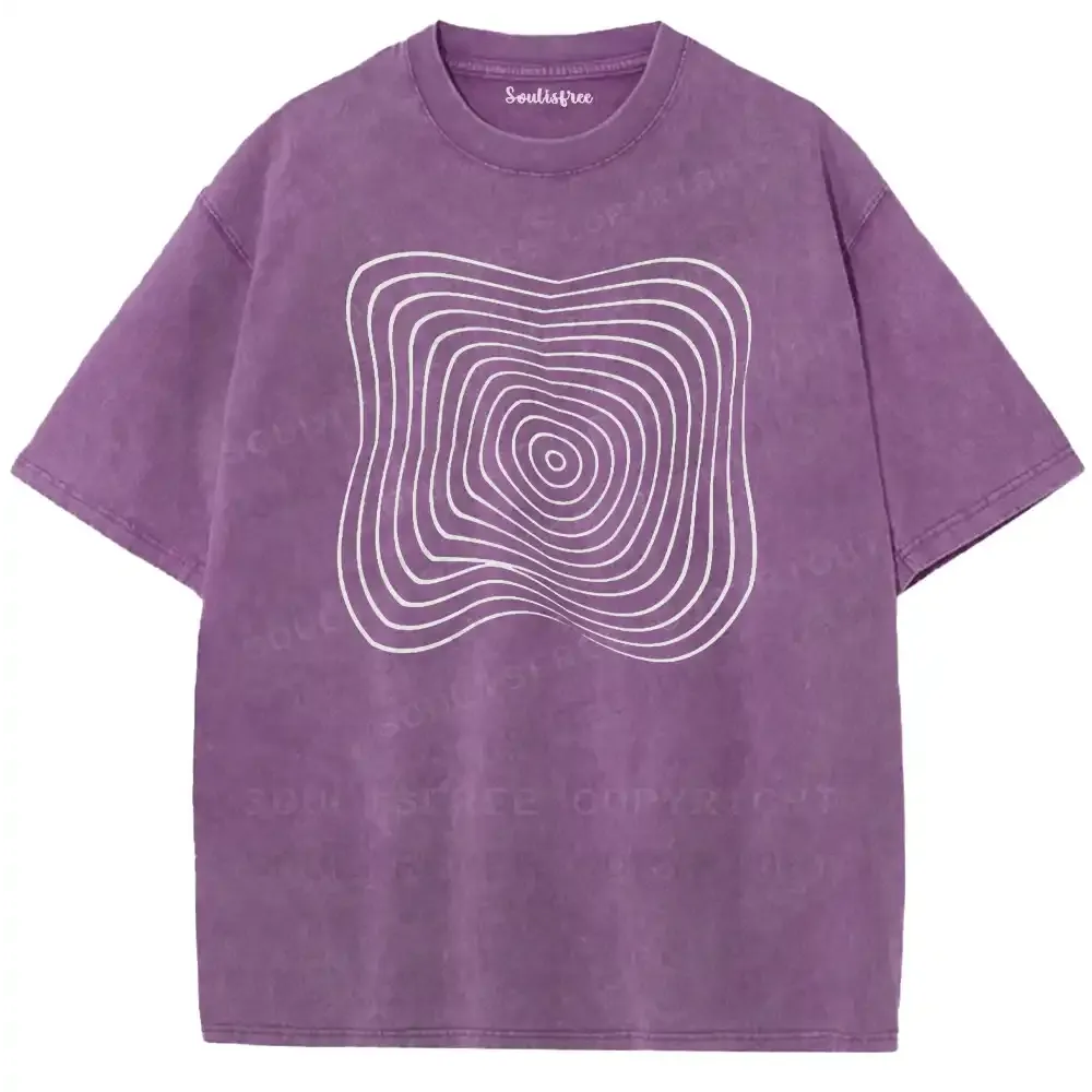 Curved Layered Labyrinth Washed T-shirt