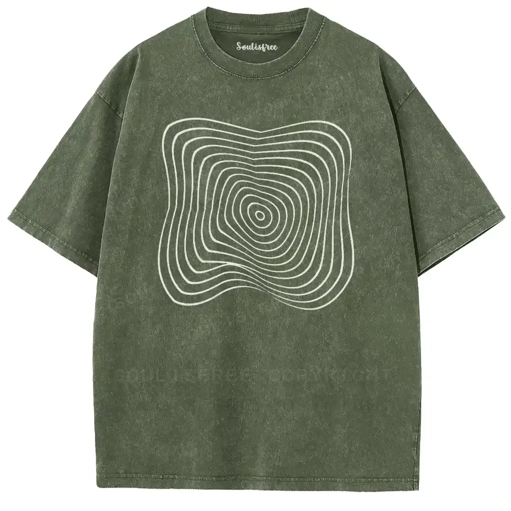 Curved Layered Labyrinth Washed T-shirt