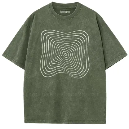 Curved Layered Labyrinth Washed T-shirt