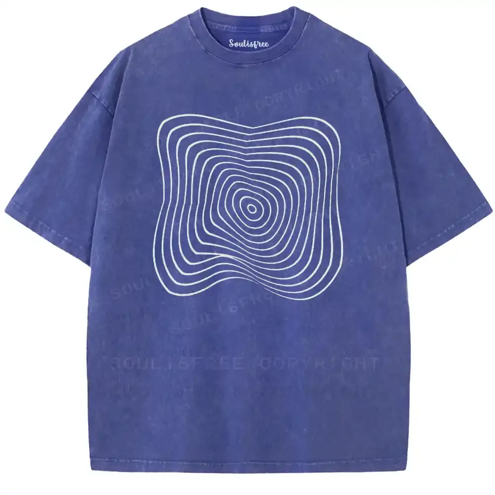 Curved Layered Labyrinth Washed T-shirt
