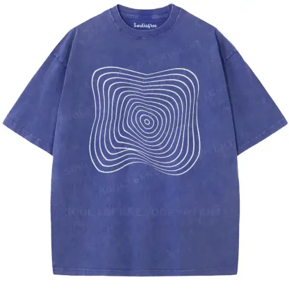 Curved Layered Labyrinth Washed T-shirt