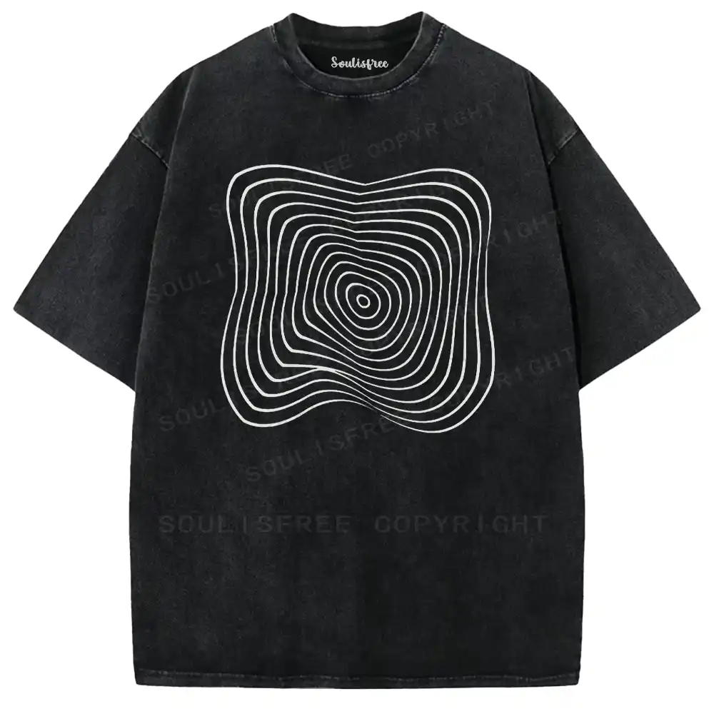 Curved Layered Labyrinth Washed T-shirt