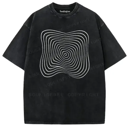 Curved Layered Labyrinth Washed T-shirt