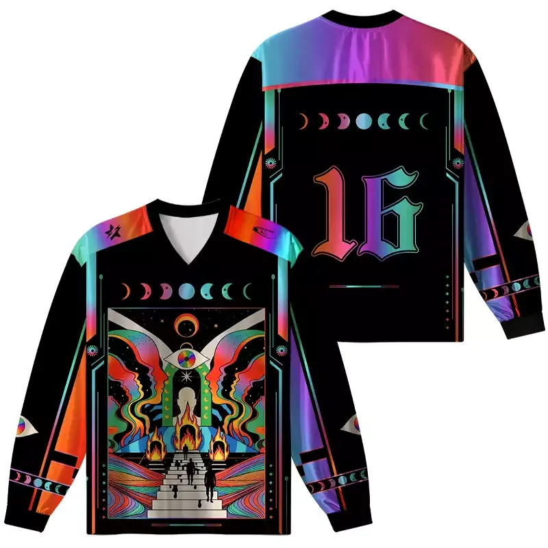[Copy]Soulisfree Mushroom of Rainbow Optic Lines Illusion Long Sleeve Jersey