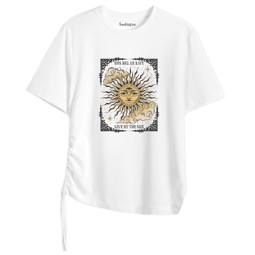 Designed Living By The Sun Asymmetrical Top With Side Drawstring