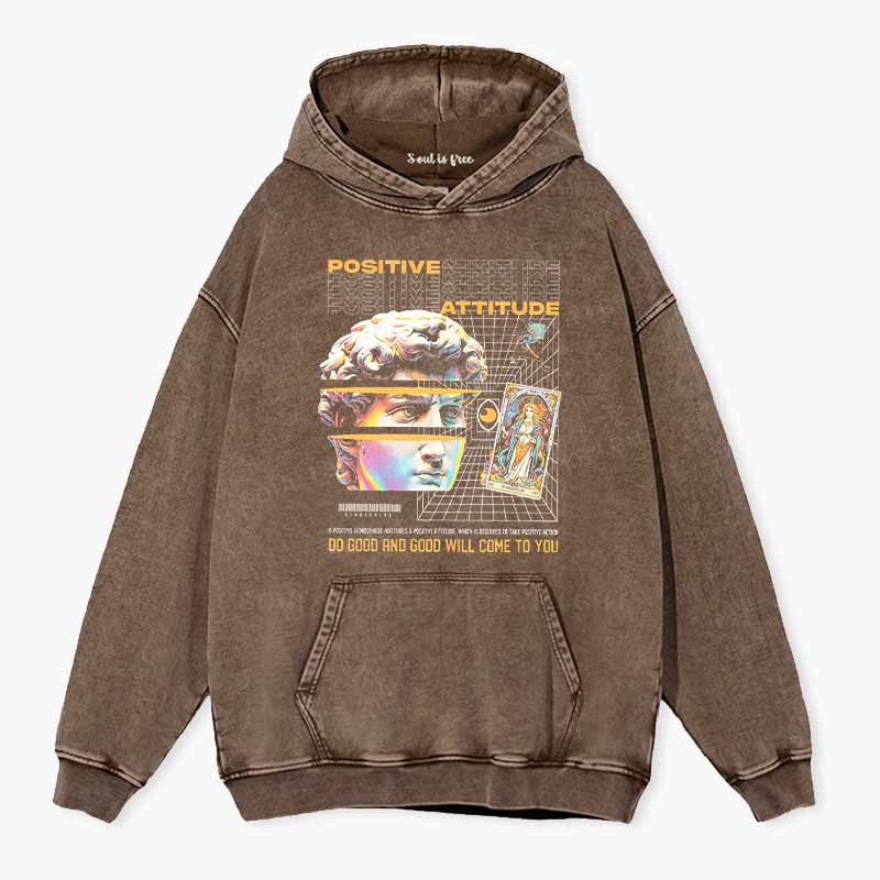 Soulisfree Positive Attitude  Washed Hoodie