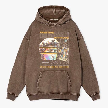 Soulisfree Positive Attitude  Washed Hoodie