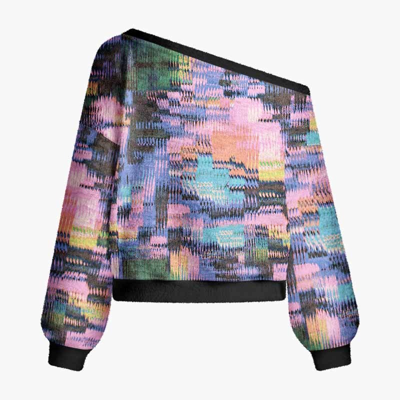 Soulisfree The Beauty Of Broken Signals Fuzzy Off-Shoulder Sweater