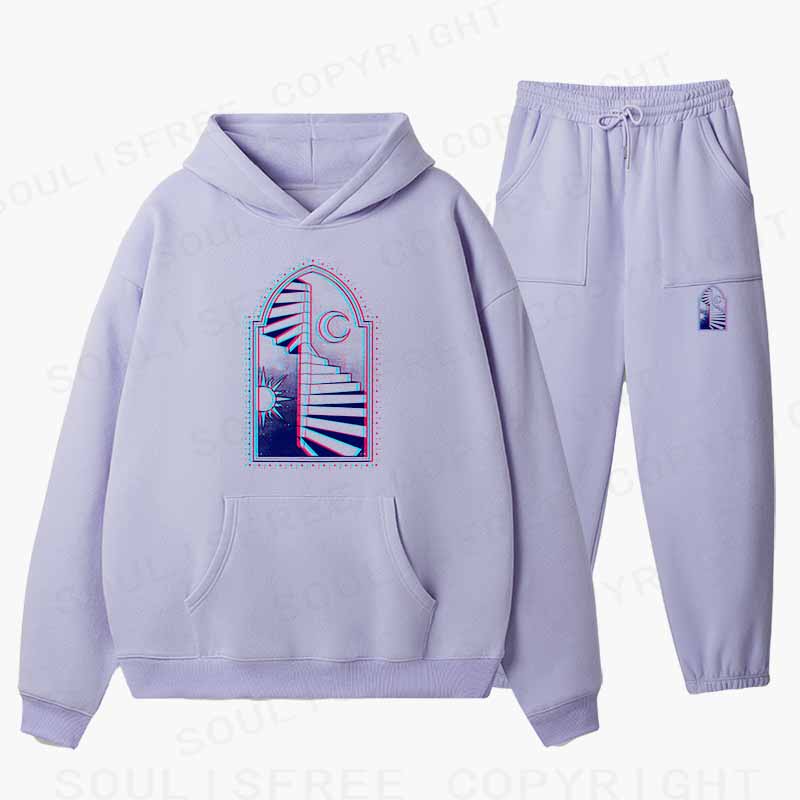 Soulisfree Sun Moon Steps Of Free Soul Cotton Fleece Hoodie Set