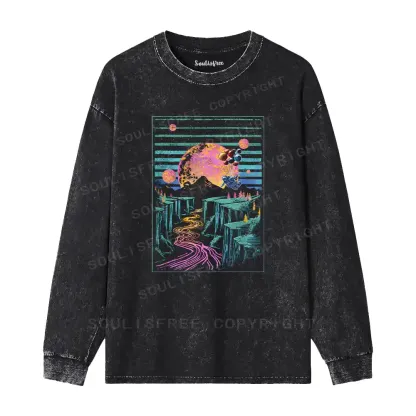 Moon And Balloon Washed Long Sleeve Shirt