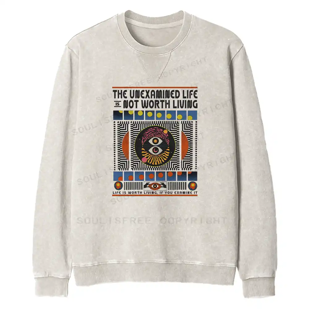 The Unexamined Life Not Worth Living Fit Washed Sweatshirt