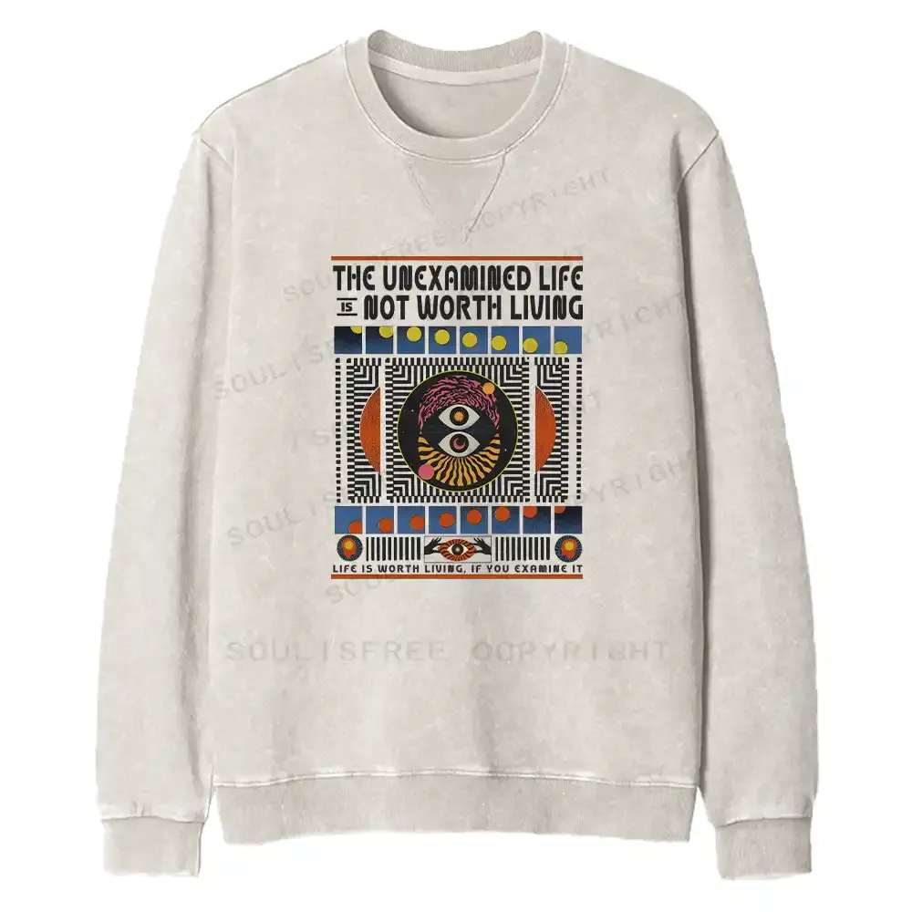 The Unexamined Life Not Worth Living Fit Washed Sweatshirt