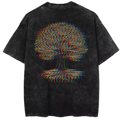 Psychedelic Tree Of Life Washed T-shirt