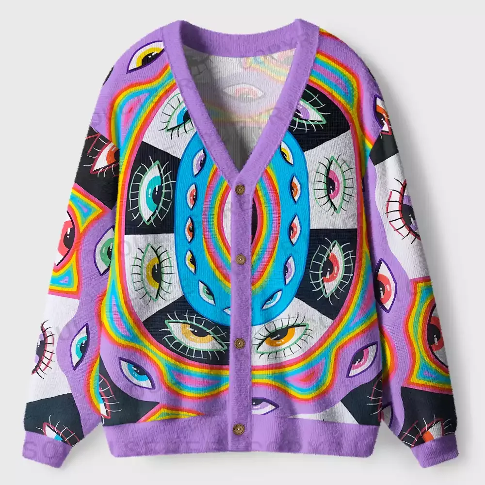 Cosmic Vision Kaleidoscope Ugly Cardigan Sweaters 