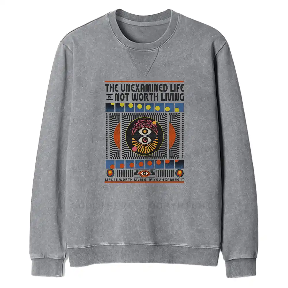 The Unexamined Life Not Worth Living Fit Washed Sweatshirt