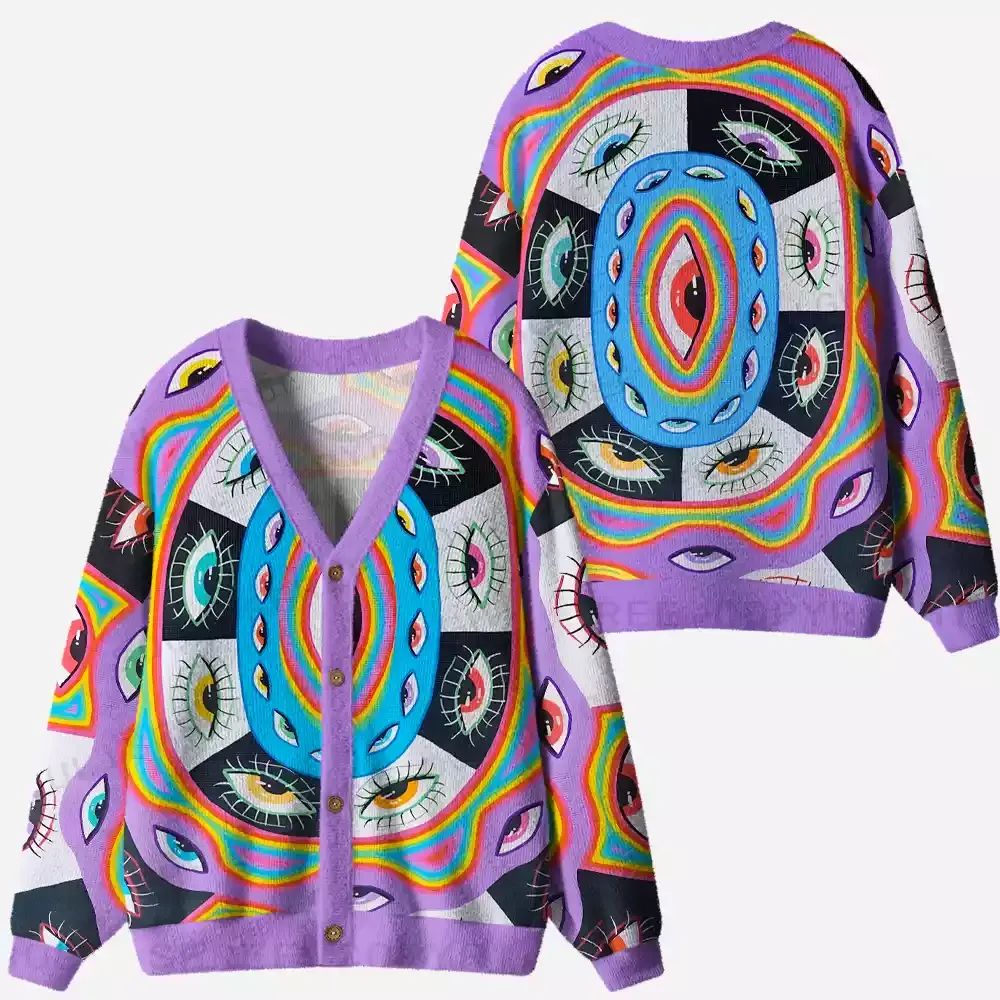 Cosmic Vision Kaleidoscope Ugly Cardigan Sweaters