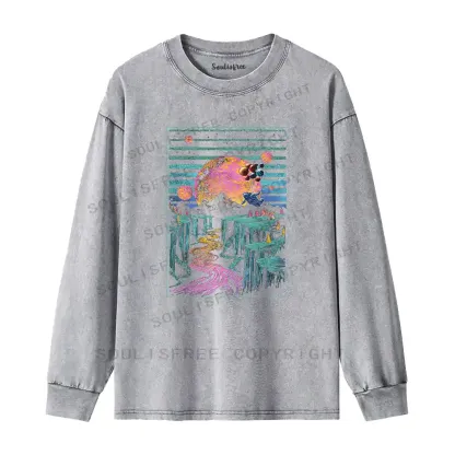 Moon And Balloon Washed Long Sleeve Shirt