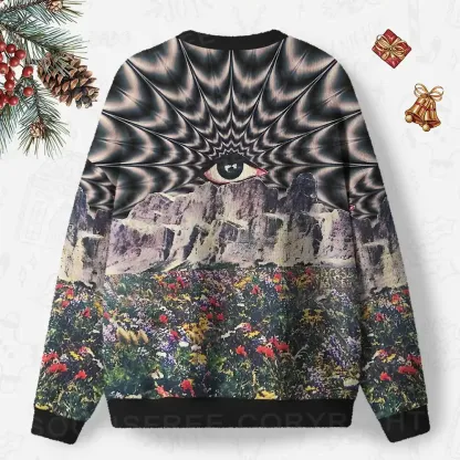 Psychedelic Meadow Vision Ugly Christmas Knit Sweatshirt
