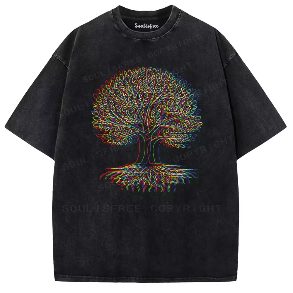 Psychedelic Tree Of Life Washed T-shirt