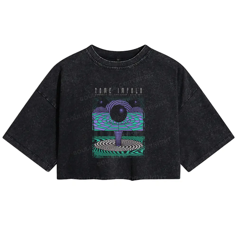 Deep In The Psychedelic World Washed Crop T-shirt
