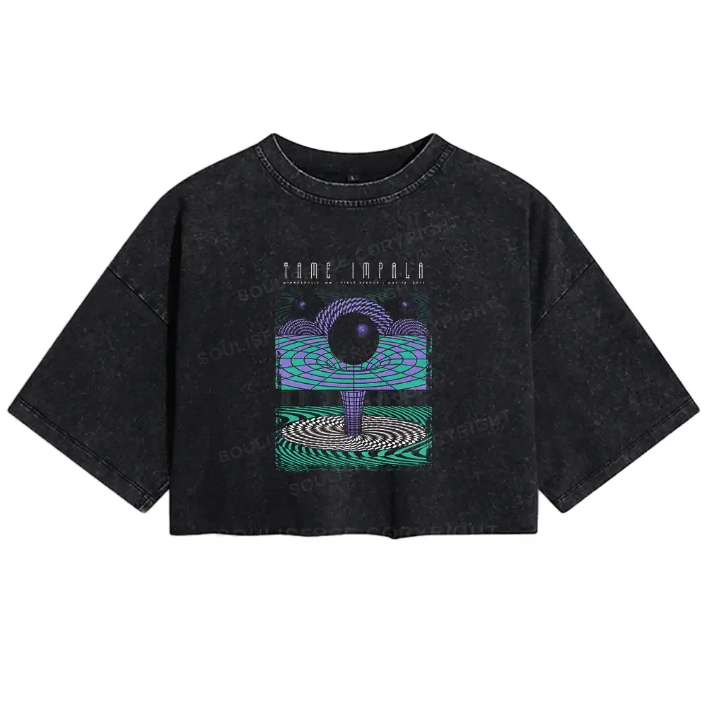 Designed Deep In The Psychedelic World Washed Crop T-shirt