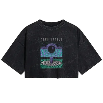 Deep In The Psychedelic World Washed Crop T-shirt