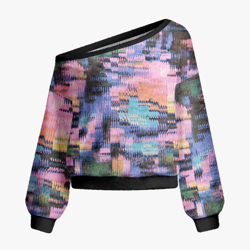 Soulisfree The Beauty Of Broken Signals Fuzzy Off-Shoulder Sweater