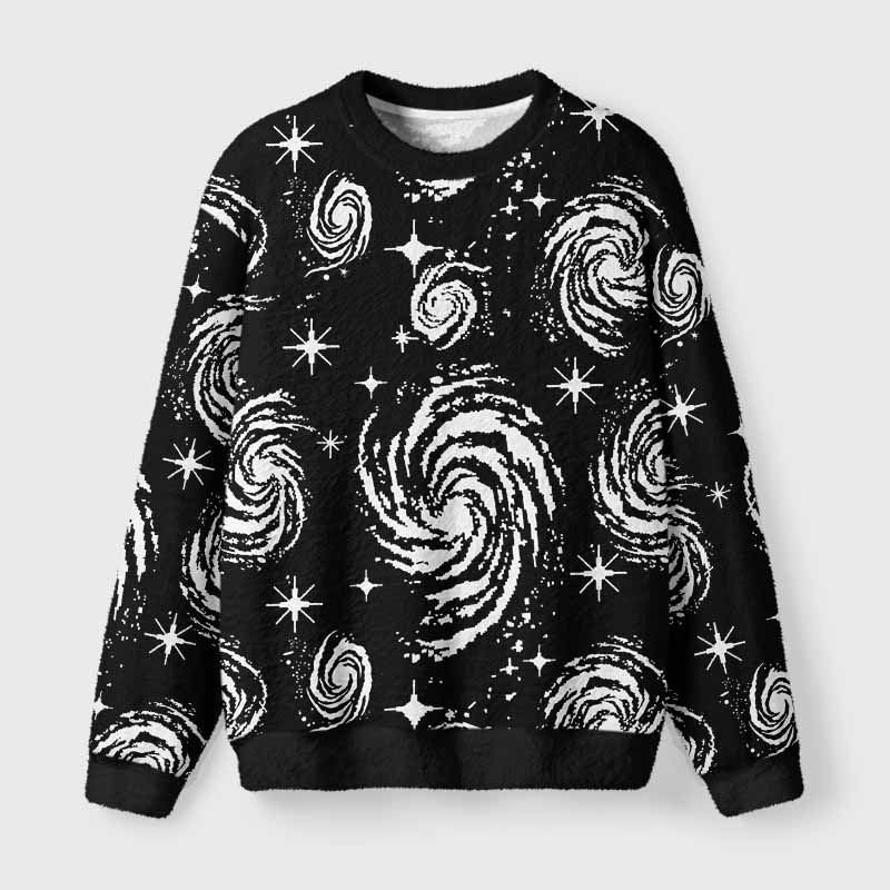 Soulisfree Galactic Swirl: A Cosmic Journey Fuzzy Crewneck Sweater
