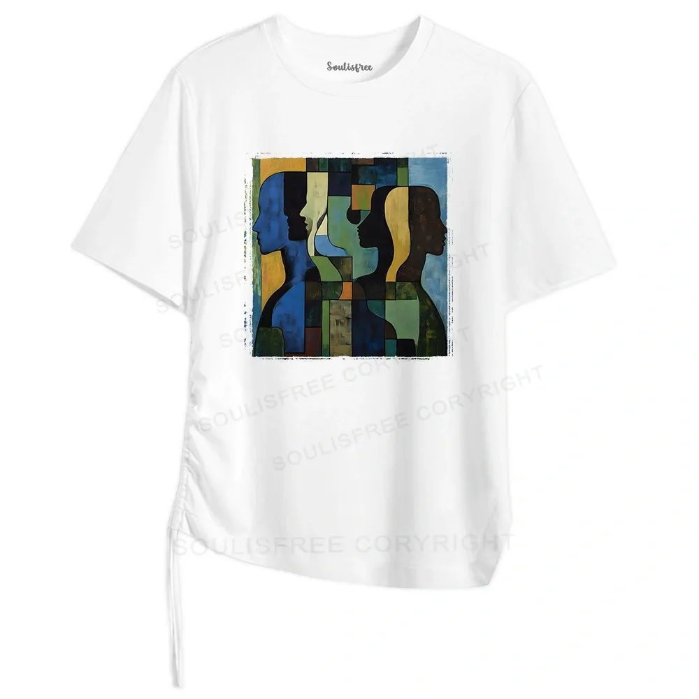 Designed Great Thinker Asymmetrical Top With Side Drawstring