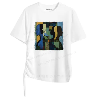 Great Thinker Asymmetrical Top With Side Drawstring