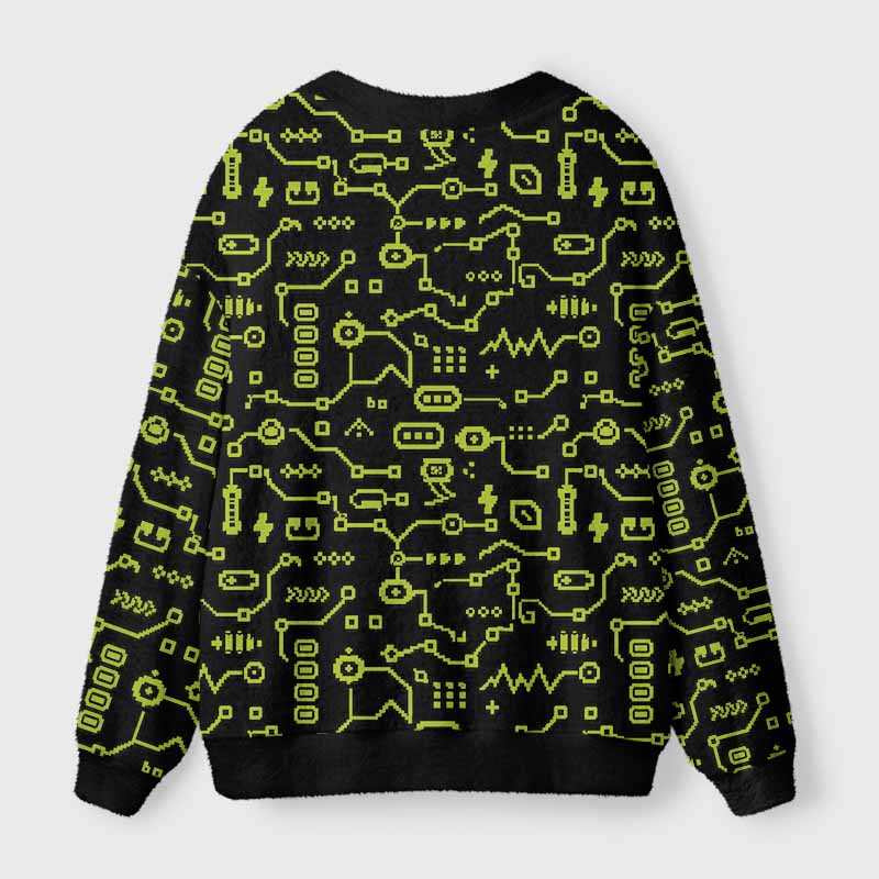 Soulisfree CONSCIOUSNESS CODE Fuzzy Cardigan Sweater 