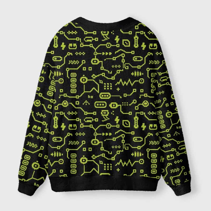Soulisfree CONSCIOUSNESS CODE Fuzzy Cardigan Sweater 