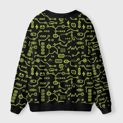 Soulisfree CONSCIOUSNESS CODE Fuzzy Cardigan Sweater 
