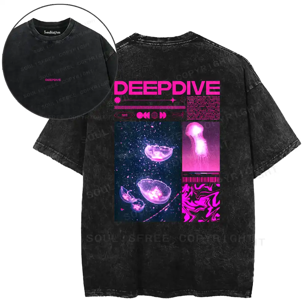 Psychedelic Jellyfish Voyage Washed T-shirt