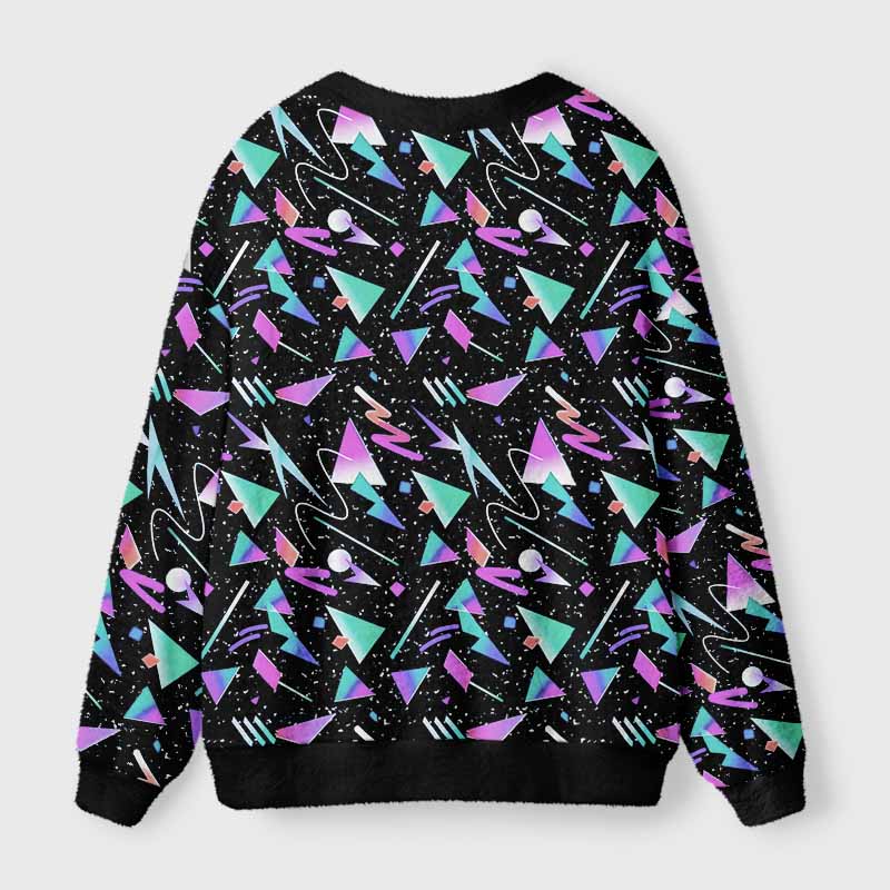 Soulisfree Neon Retro 90S Sprinkle Fuzzy Cardigan Sweater 