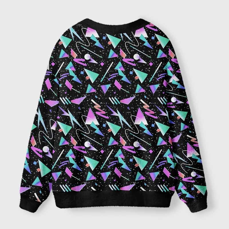 Soulisfree Neon Retro 90S Sprinkle Fuzzy Cardigan Sweater 