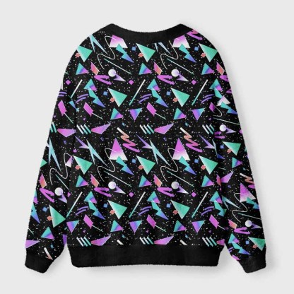 Soulisfree Neon Retro 90S Sprinkle Fuzzy Cardigan Sweater 