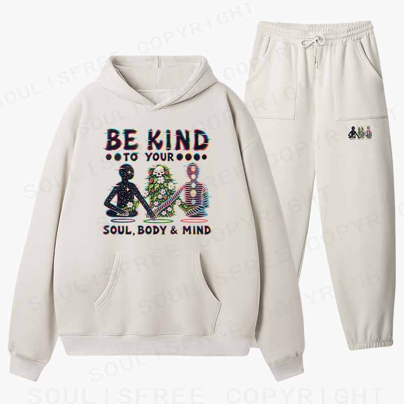 Soulisfree BE KIND TO YOUR  SOUL, BODY & MIND Cotton Fleece Hoodie Set