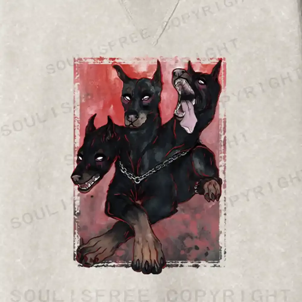 Doberman In The Dark Fit Washed Sweatshirt