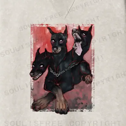 Doberman In The Dark Fit Washed Sweatshirt