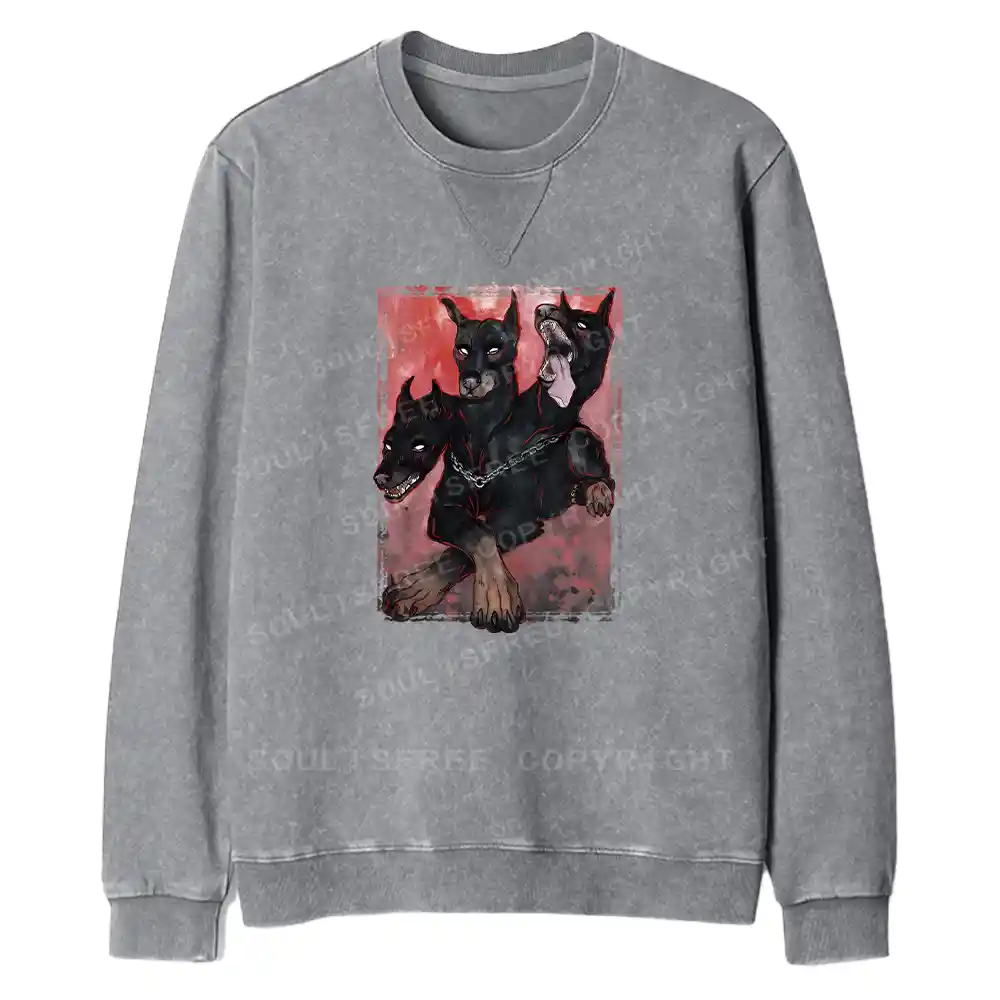 Doberman In The Dark Fit Washed Sweatshirt