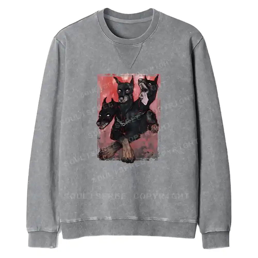 Doberman In The Dark Fit Washed Sweatshirt