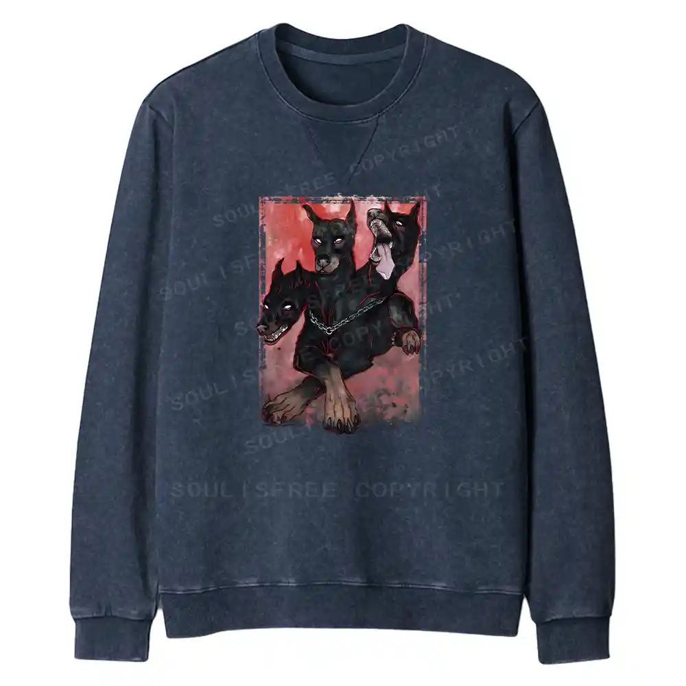 Doberman In The Dark Fit Washed Sweatshirt